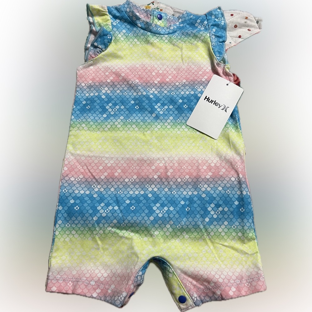 Baby Hurley One Piece snap closure 6M Swimsuit Onsie Mermaid NWT